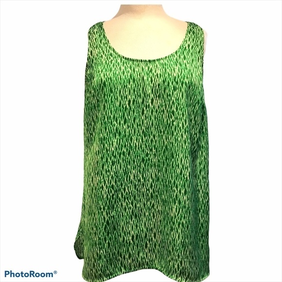 Michael Michael Kors Green Patterned Silky Smooth Sleeveless Blouse L - Picture 1 of 5